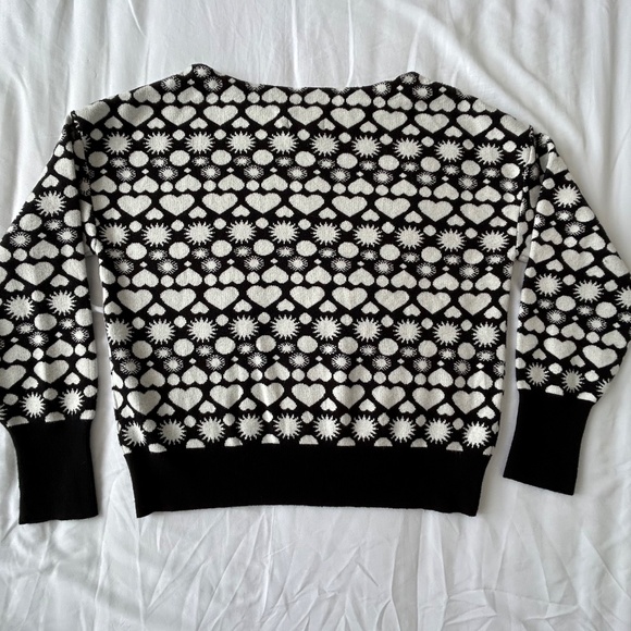 Maeve Anthropologie Sweater Black & White Heart Sz S Sunshine in My Heart - Picture 7 of 16